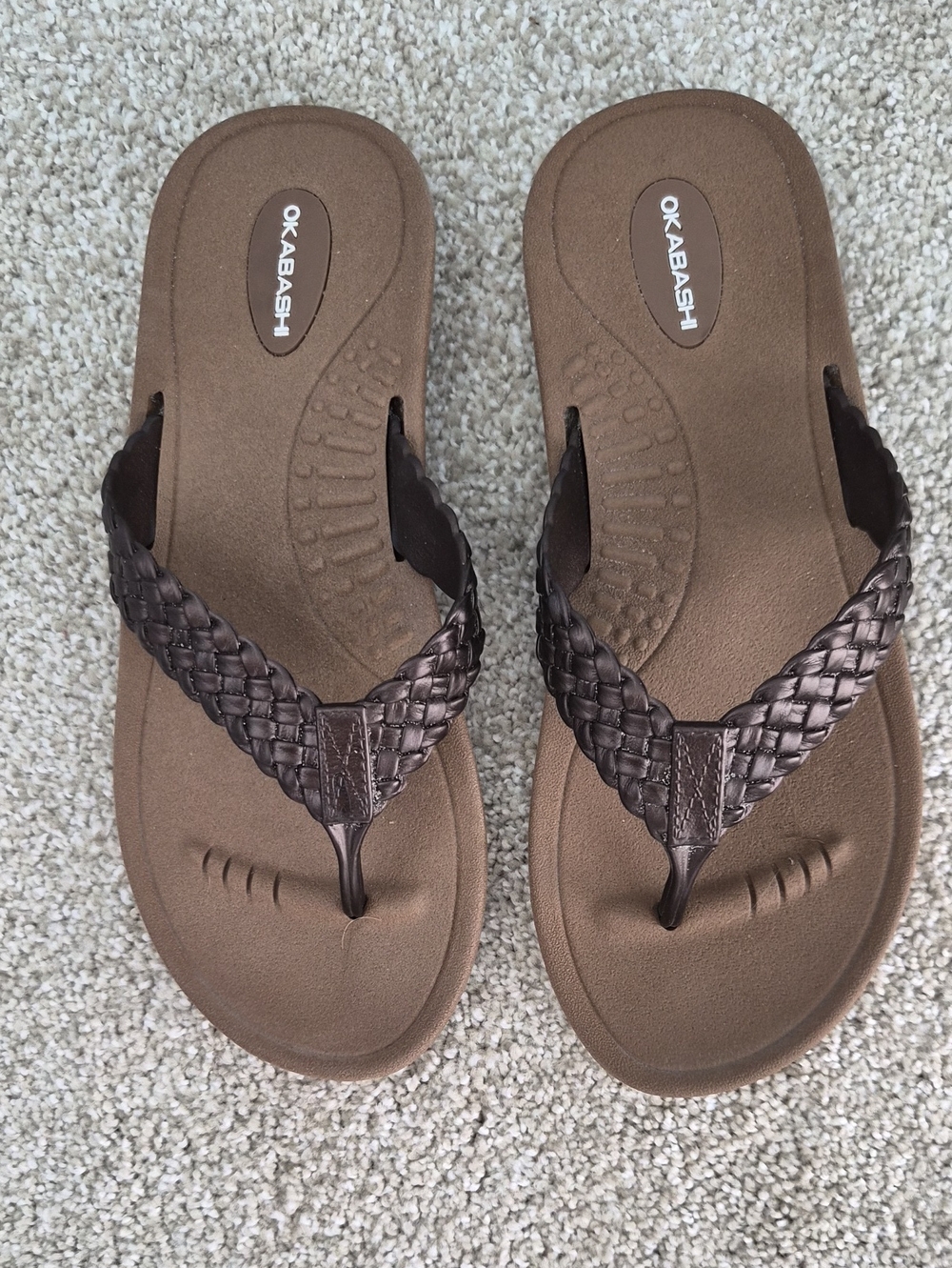 Okabashi Women's Medium Dark Brown Braided Thong Sandals